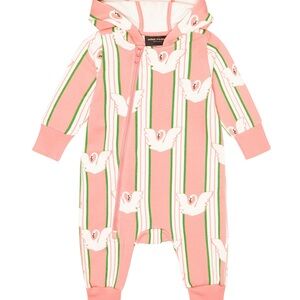 Mini Rodini Pink and Green Striped Bodysuit